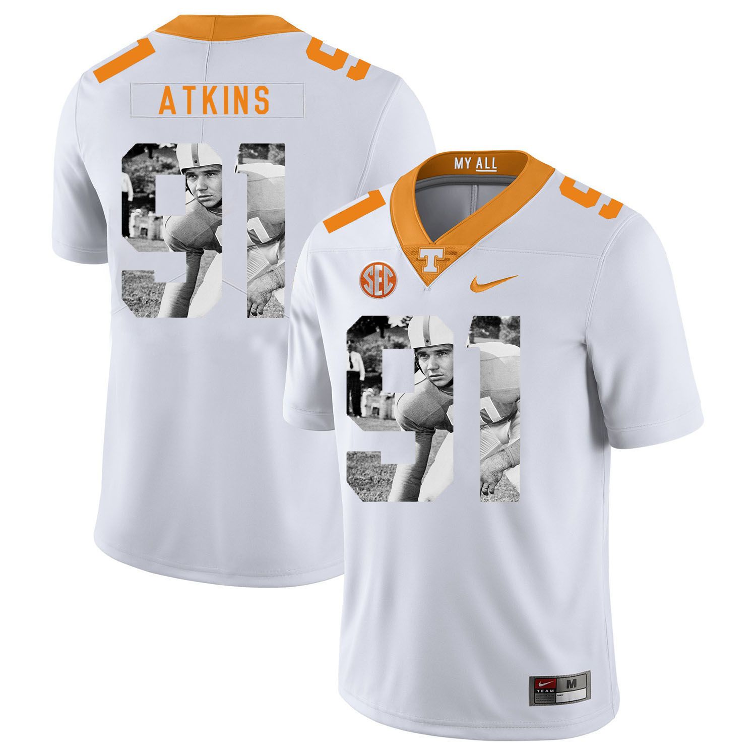 Men Tennessee Volunteers 91 Atkins White Fashion Edition Customized NCAA Jerseys